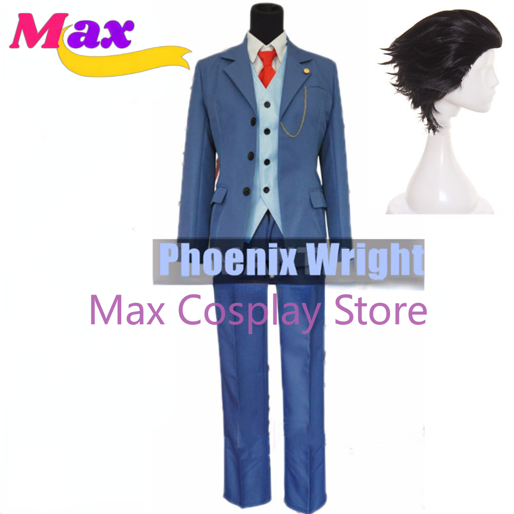 Anime Cosplay Nz - Max Phoenix Wright Cosplay Kostuums Blauw