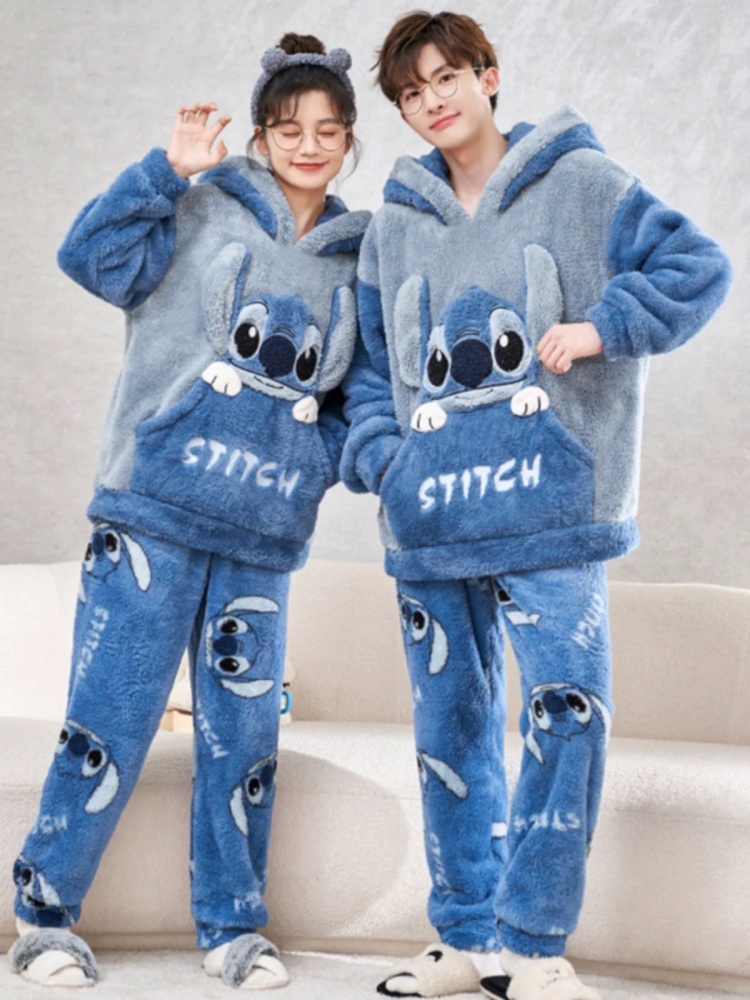 Anime Cosplay Thick - Anime Stitch Winterpyjama Cartoon Flanel Dikke