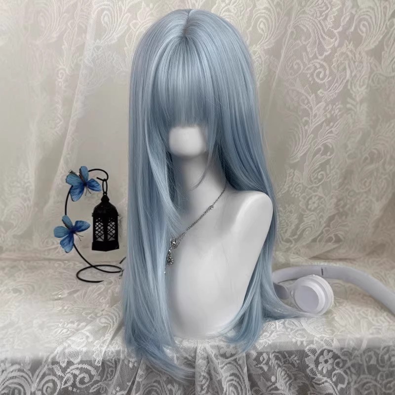 Pastelblauwe lange rechte prui - Anime Cosplay Thick recensie en prijs