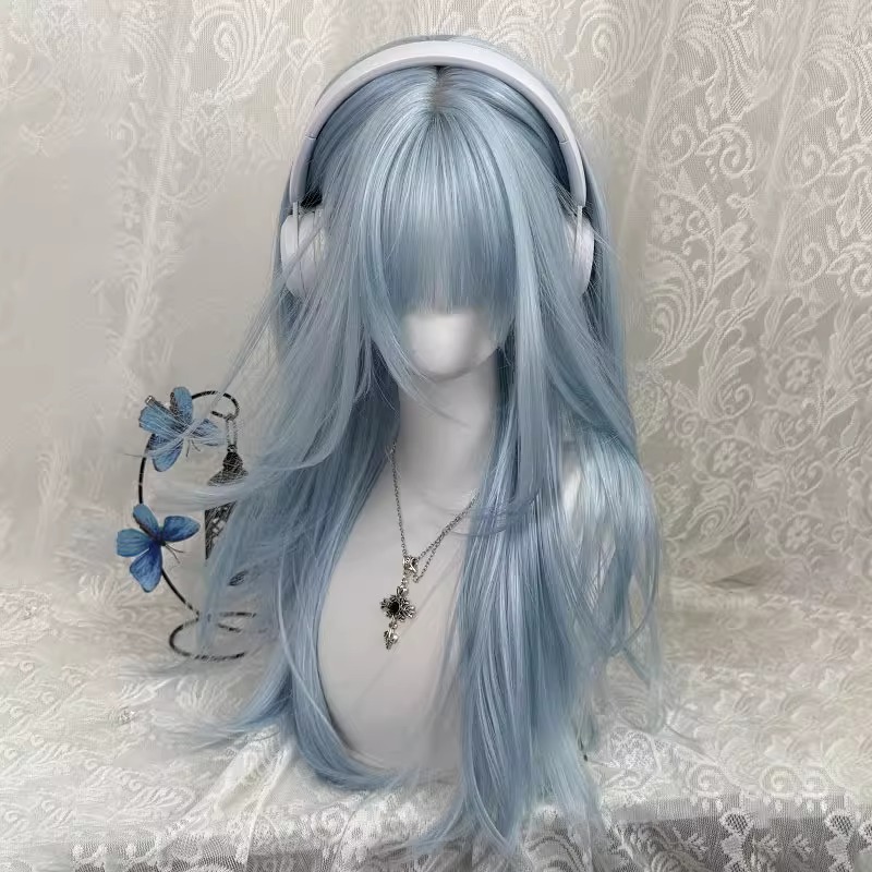Pastelblauwe lange rechte prui - Anime Cosplay Thick recensie en prijs